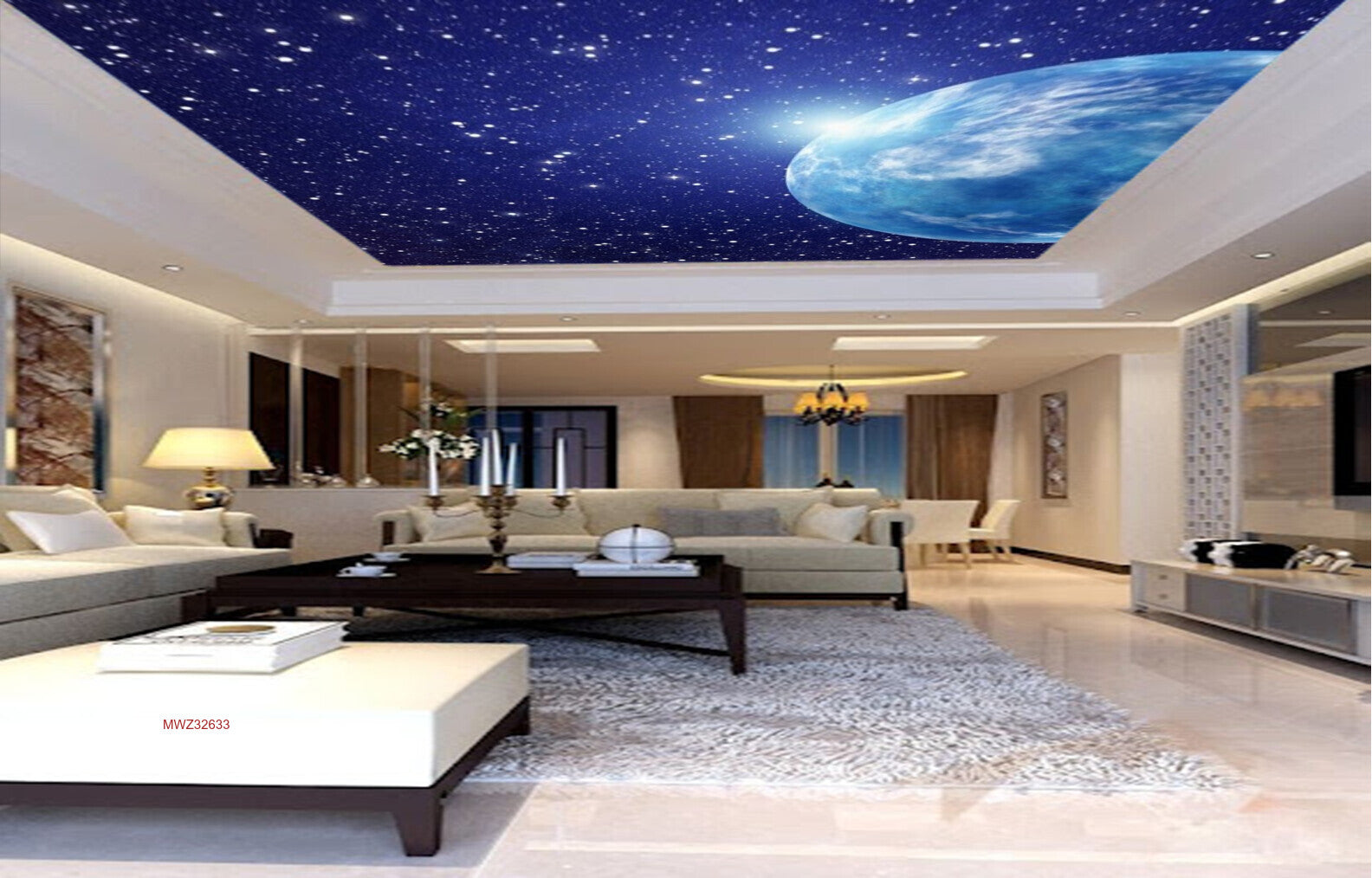 Avikalp MWZ3263 Earth Moon Space Stars HD Wallpaper for Ceiling