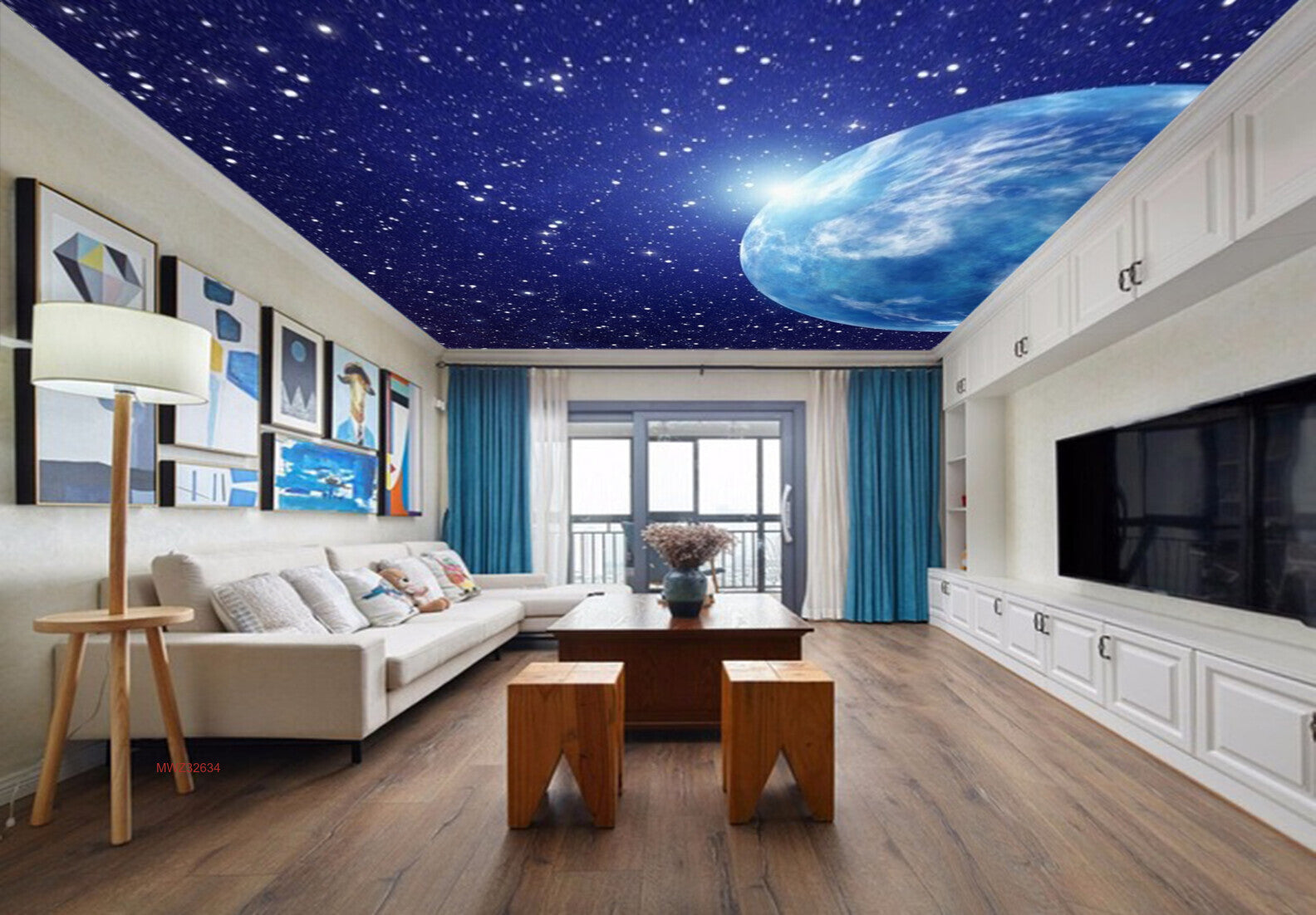 Avikalp MWZ3263 Earth Moon Space Stars HD Wallpaper for Ceiling