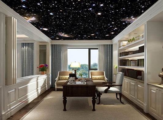 Avikalp MWZ3270 Golden White Stars Space HD Wallpaper for Ceiling