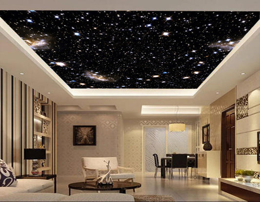 Avikalp MWZ3270 Golden White Stars Space HD Wallpaper for Ceiling