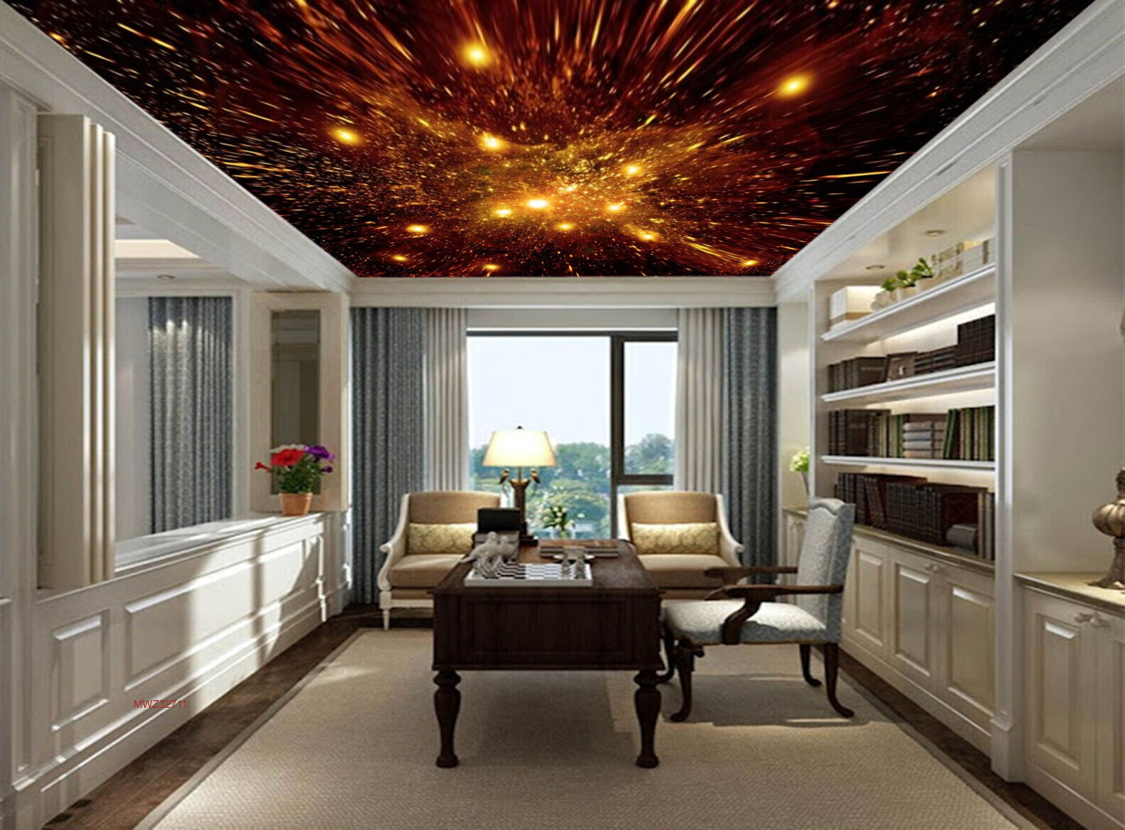 Avikalp MWZ3271 Orange Red Space Stars HD Wallpaper for Ceiling