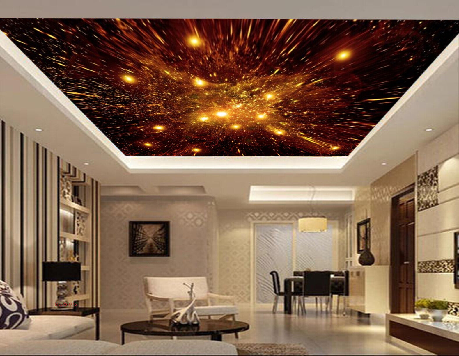 Avikalp MWZ3271 Orange Red Space Stars HD Wallpaper for Ceiling