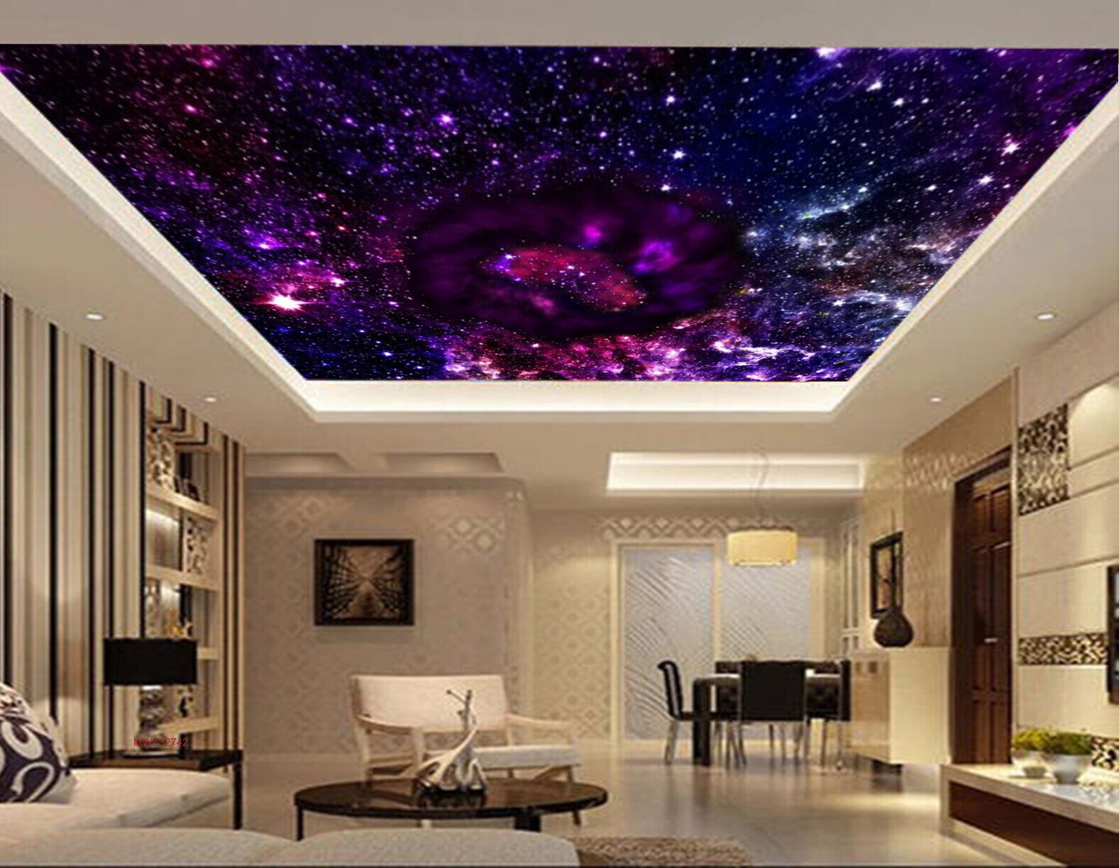 Avikalp MWZ3274 Pink Black Sky Stars HD Wallpaper for Ceiling