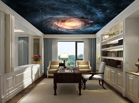 Avikalp MWZ3275 Blue Black Space Moon Stars HD Wallpaper for Ceiling