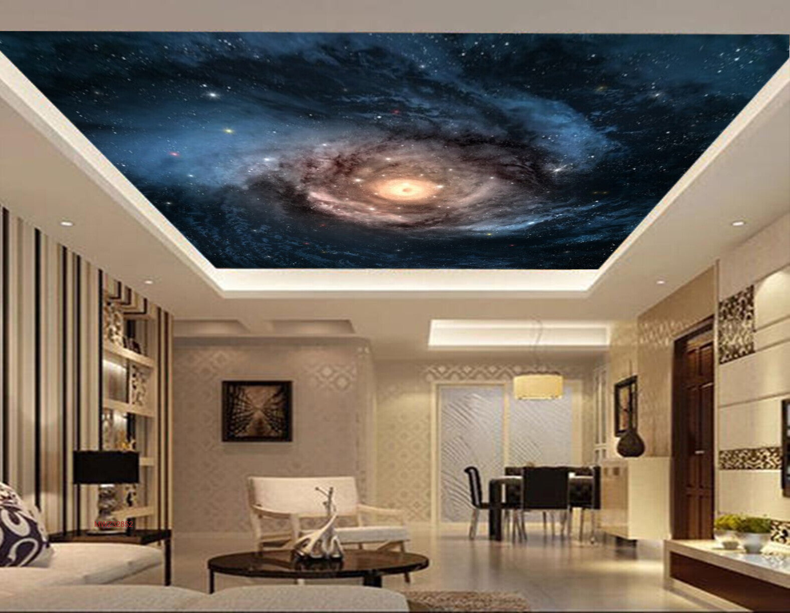 Avikalp MWZ3285 Stars Sun Black Green Space HD Wallpaper for Ceiling