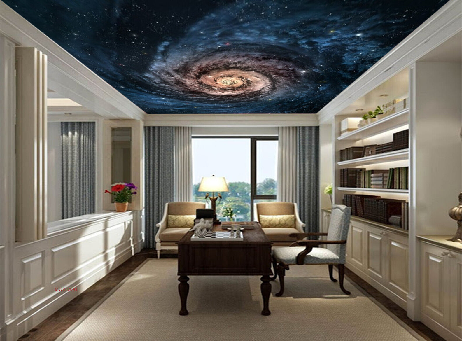 Avikalp MWZ3289 Blue Green Space Stars HD Wallpaper for Ceiling