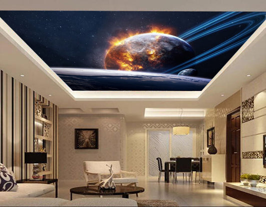 Avikalp MWZ3299 Space Earth Globe HD Wallpaper for Ceiling