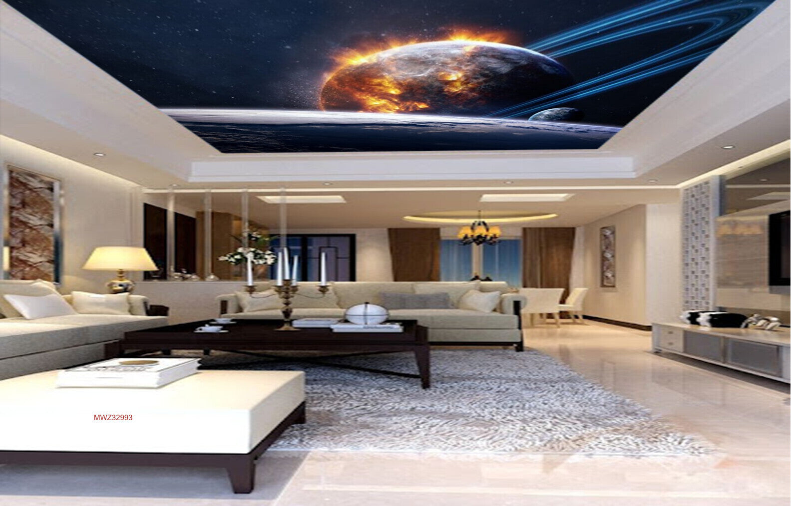 Avikalp MWZ3299 Space Earth Globe HD Wallpaper for Ceiling