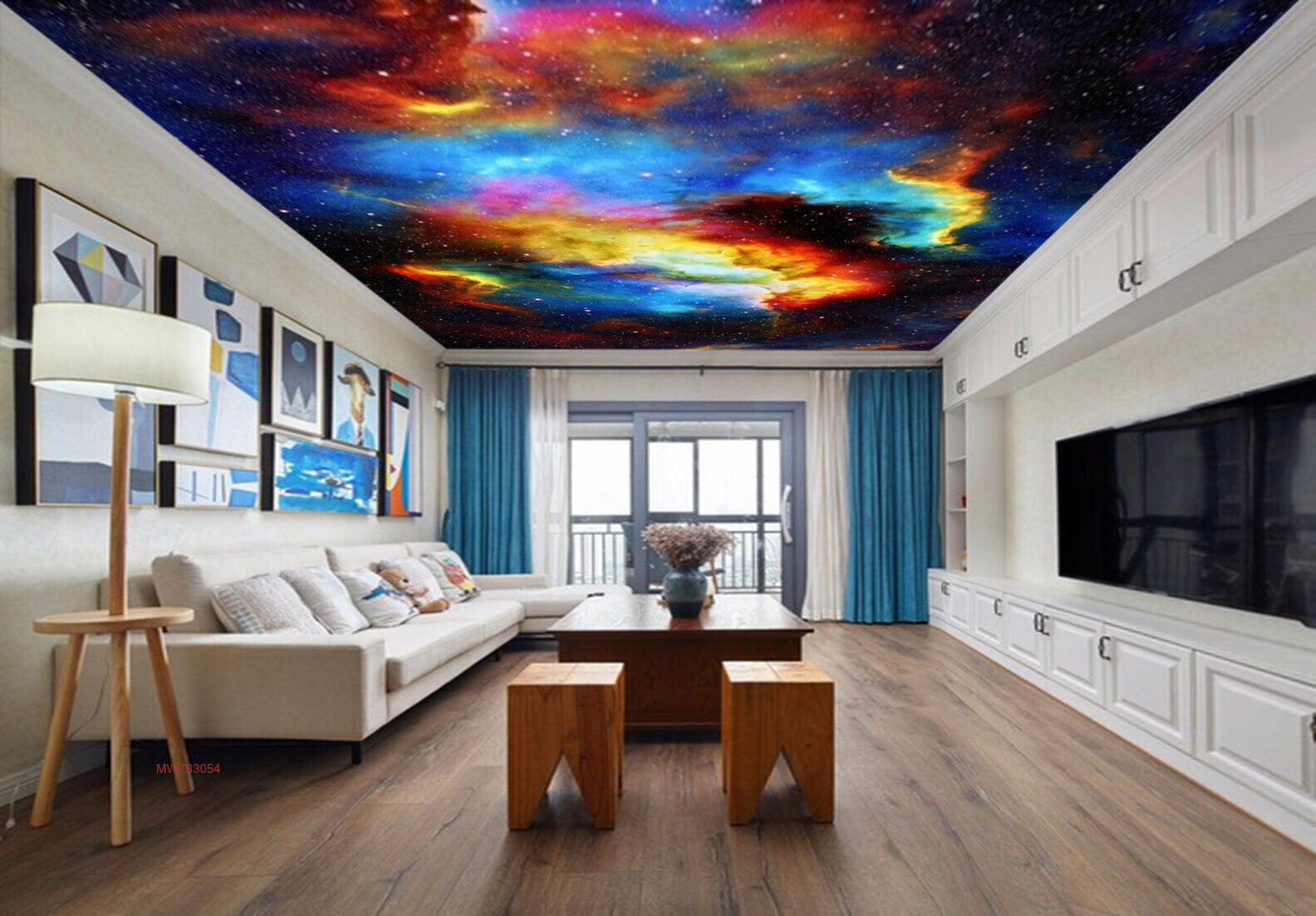 Avikalp MWZ3305 Rainbow Coloured Sky Stars HD Wallpaper for Ceiling