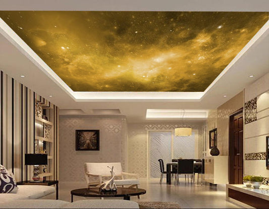 Avikalp MWZ3312 Yellow Space Stars HD Wallpaper for Ceiling