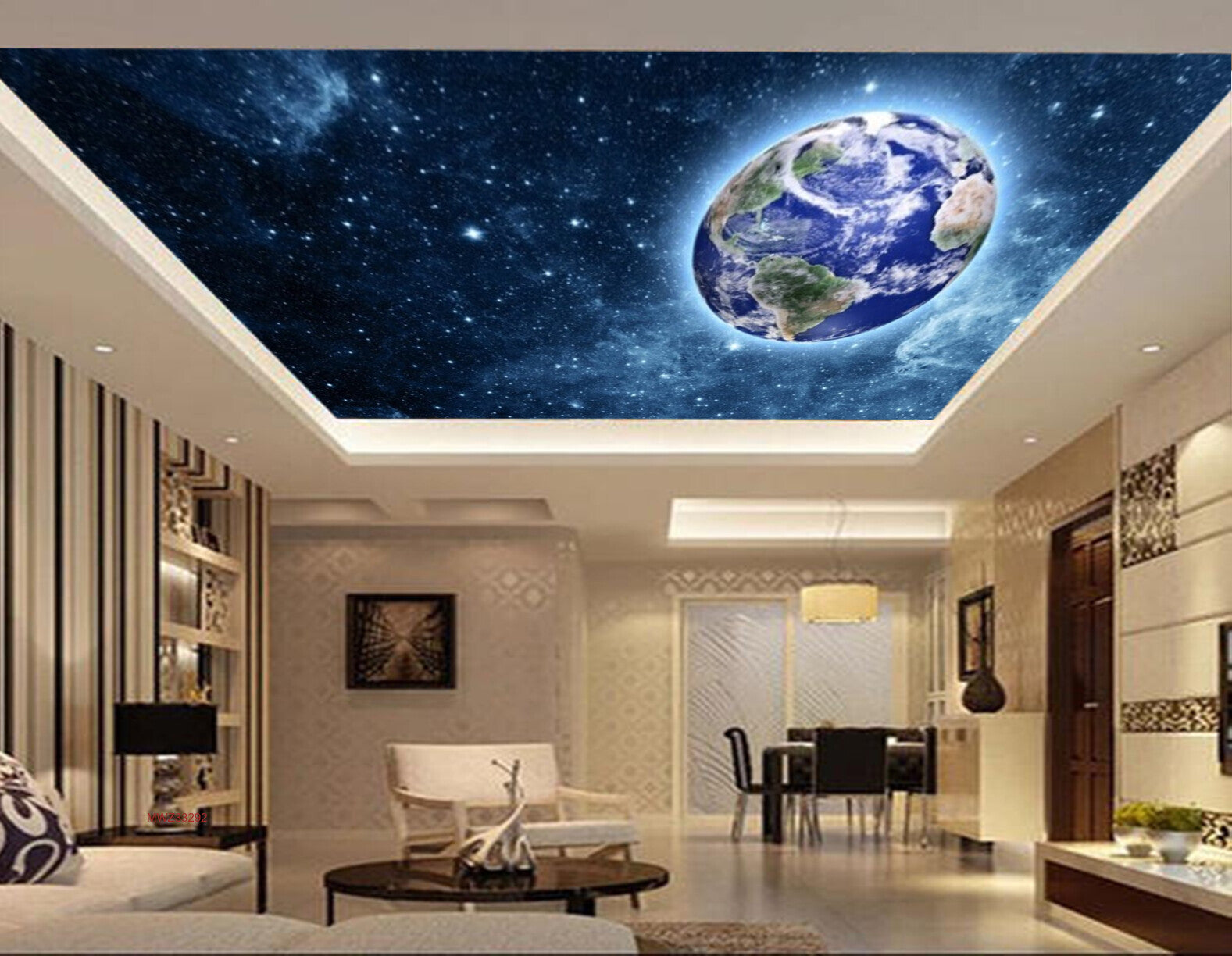 Avikalp MWZ3329 Space Stars Earth Globe HD Wallpaper for Ceiling