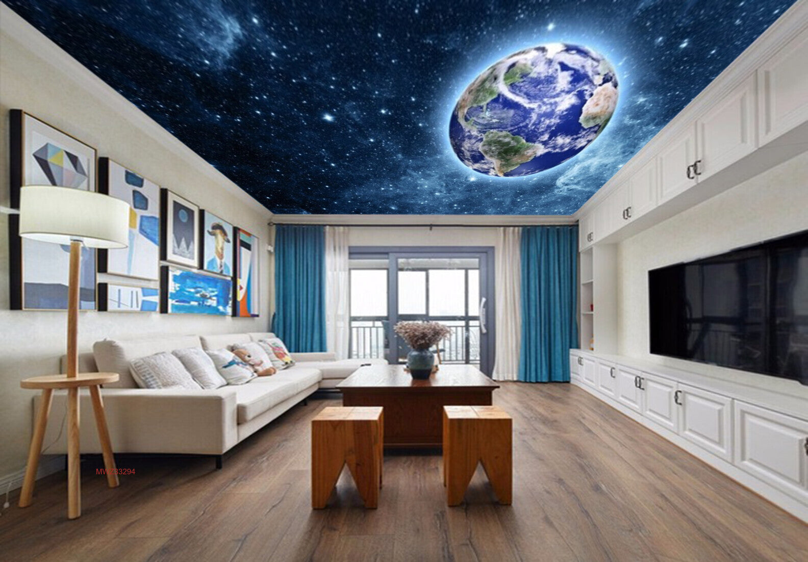 Avikalp MWZ3329 Space Stars Earth Globe HD Wallpaper for Ceiling