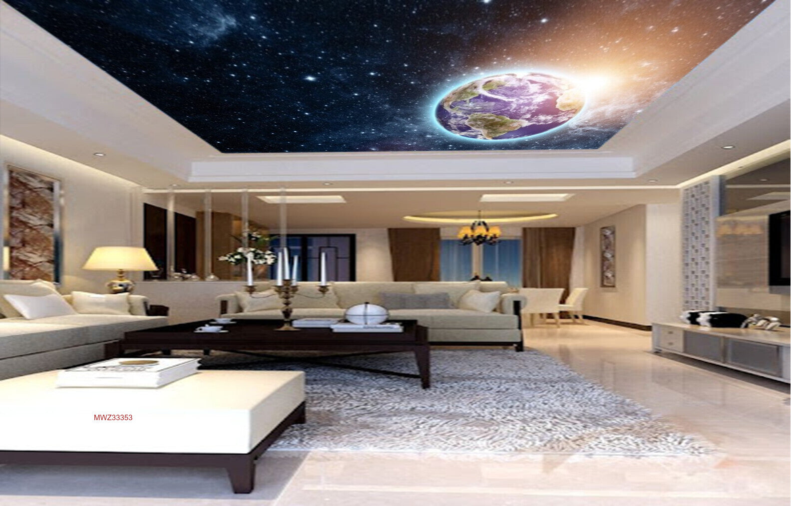 Avikalp MWZ3335 Earth Sun Moon Stars Space HD Wallpaper for Ceiling