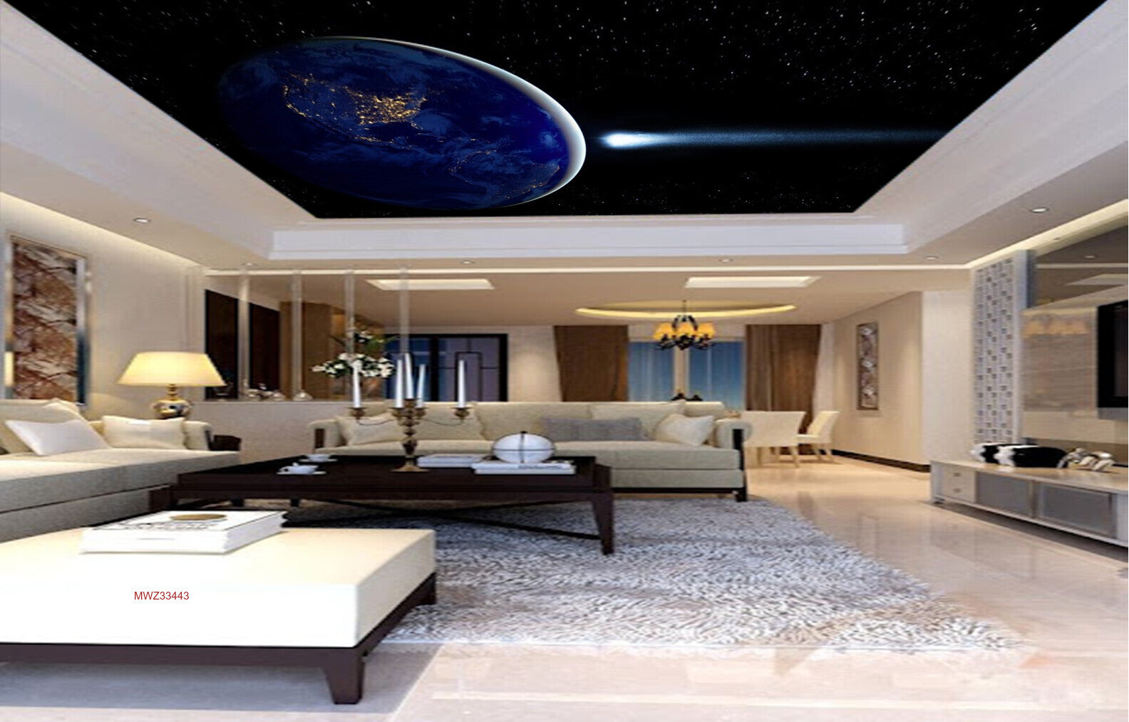 Avikalp MWZ3344 Earth Moon Stars HD Wallpaper for Ceiling