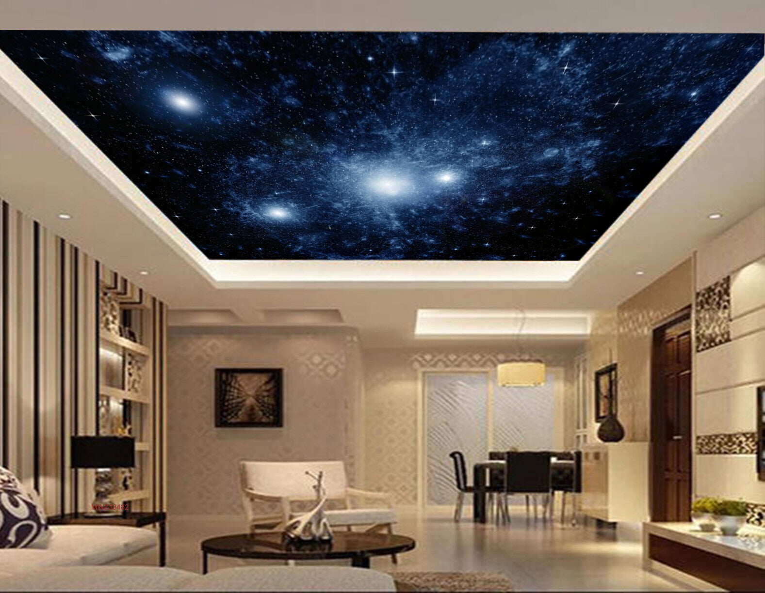 Avikalp MWZ3348 Blue Black Space Stars HD Wallpaper for Ceiling