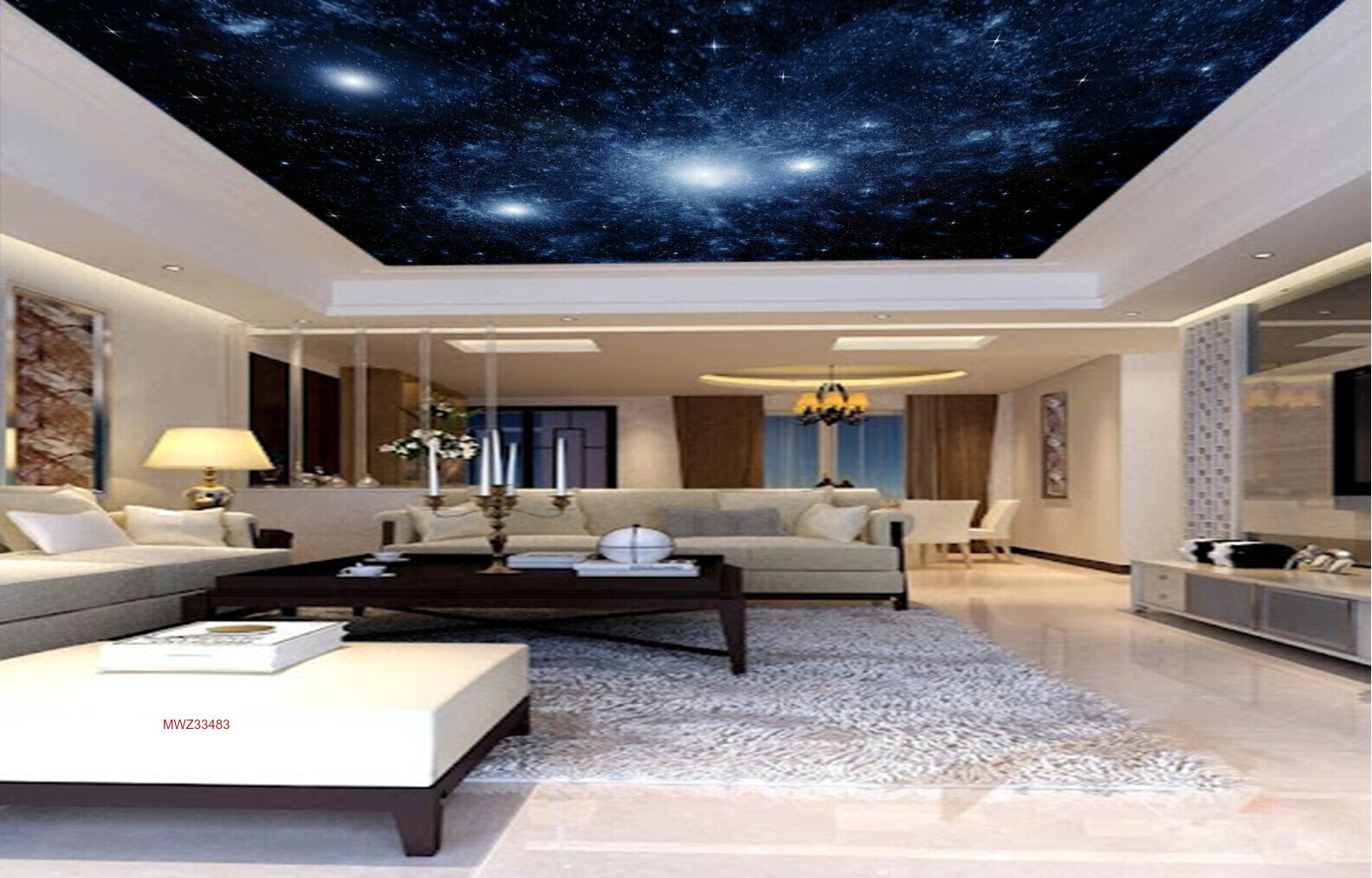 Avikalp MWZ3348 Blue Black Space Stars HD Wallpaper for Ceiling