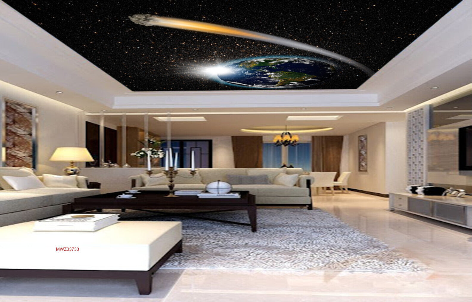 Avikalp MWZ3373 Sun Earth Stars HD Wallpaper for Ceiling