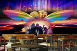 Avikalp MWZ3473 Rainbow Coloured Feathers Mic Singers Popcorn HD Wallpaper for Disco Club Karaoke