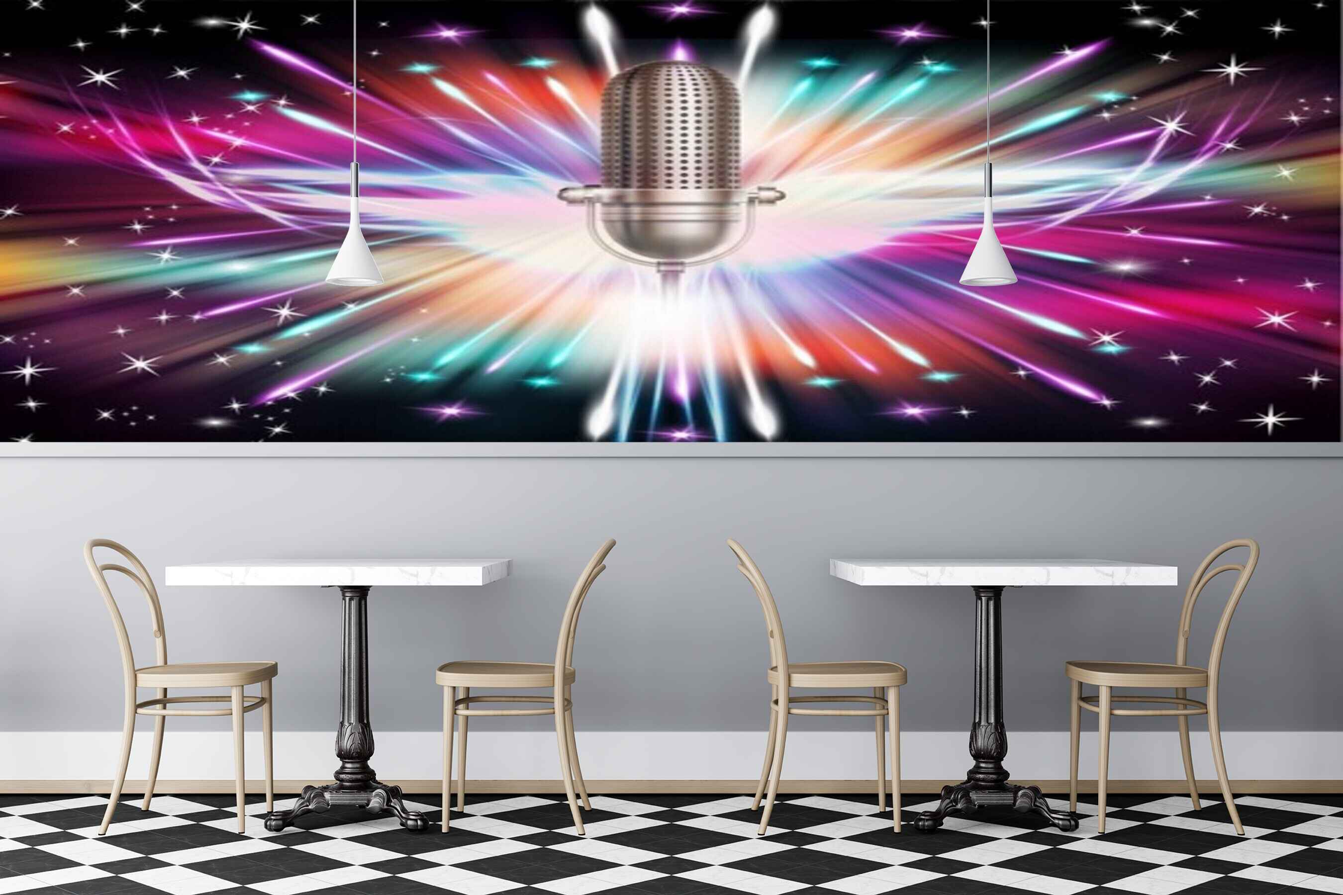 Avikalp MWZ3478 Mic Stars Waves Shining HD Wallpaper for Disco Club Karaoke