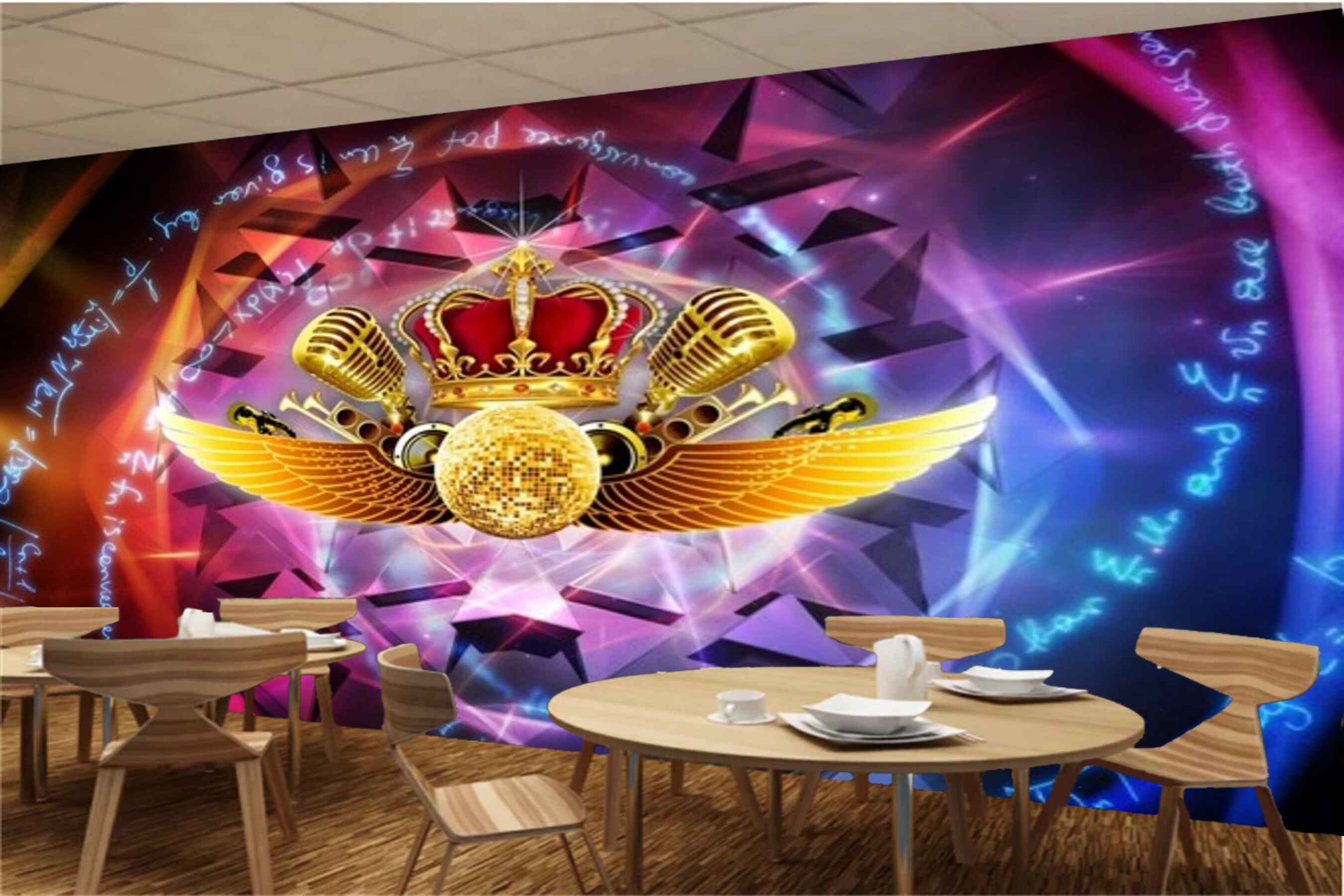 Avikalp MWZ3486 Mic Crown Wings Dj Lights HD Wallpaper for Disco Club Karaoke