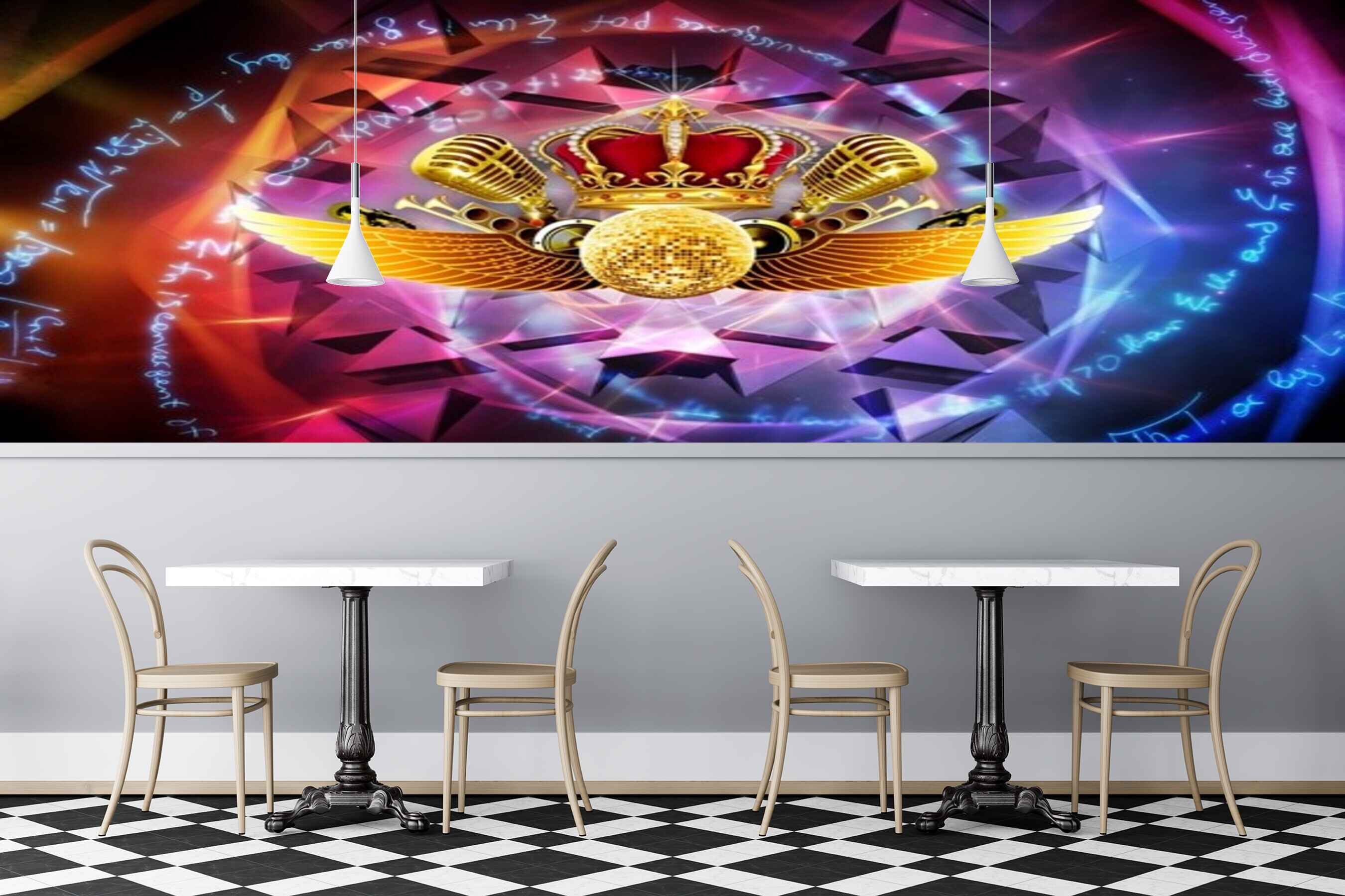 Avikalp MWZ3486 Mic Crown Wings Dj Lights HD Wallpaper for Disco Club Karaoke