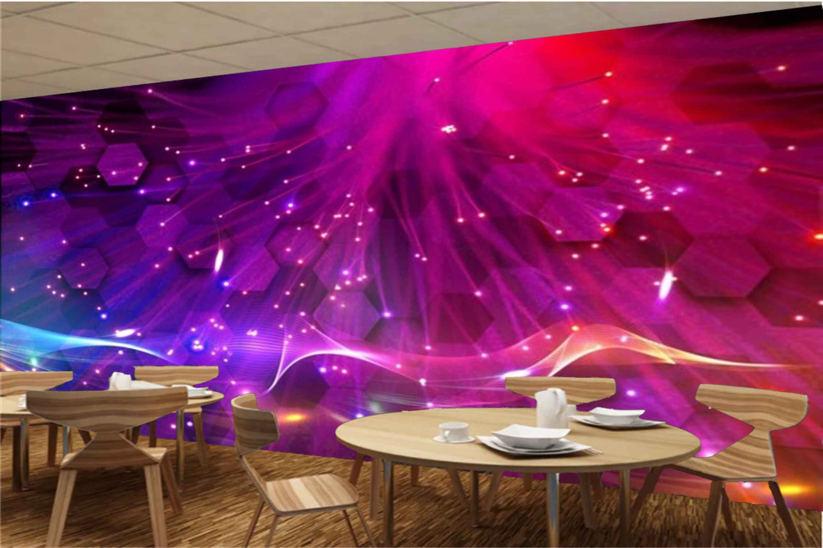 Avikalp MWZ3489 Pink, Violet Light Rays HD Wallpaper for Disco Club Karaoke