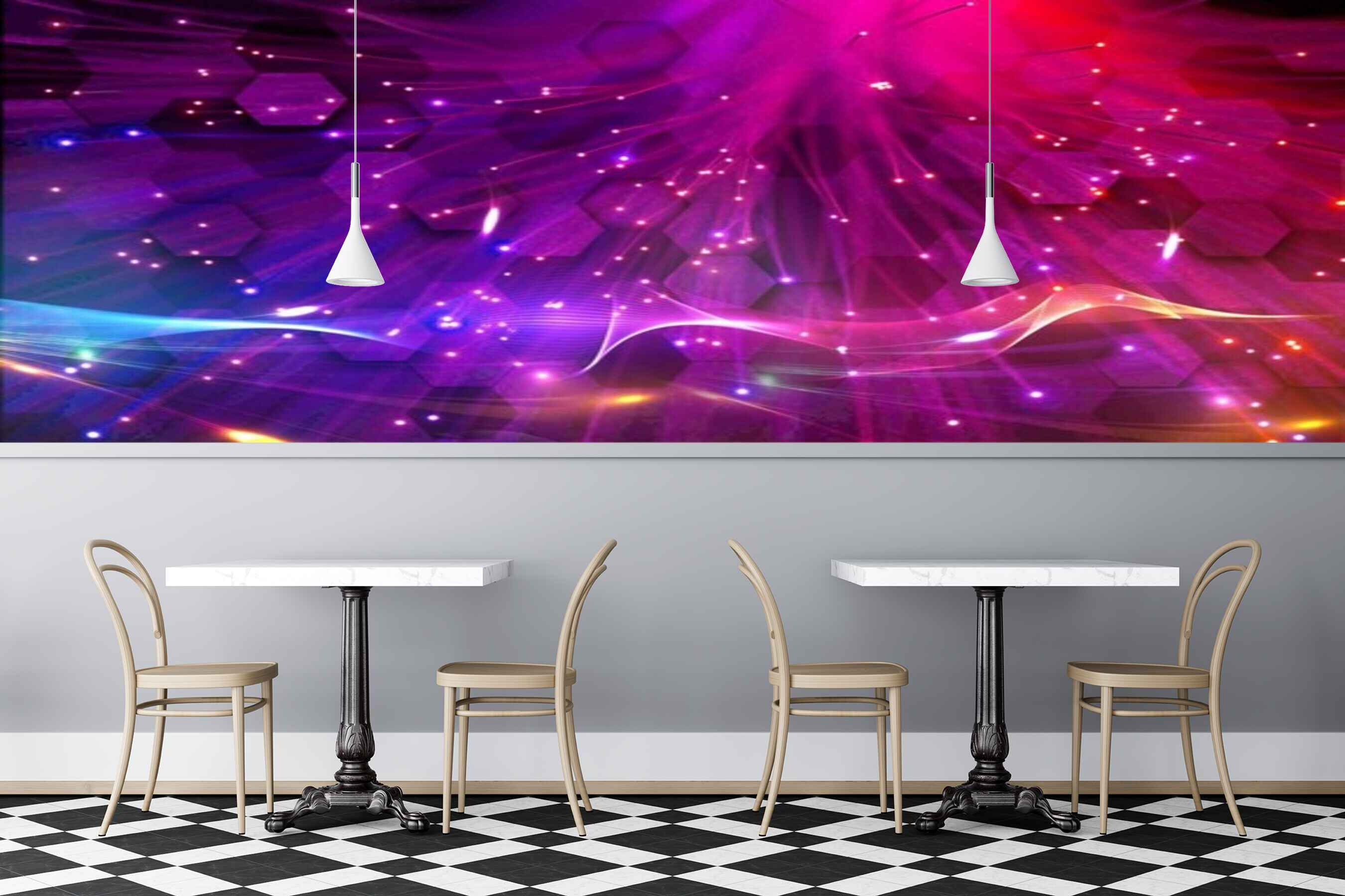 Avikalp MWZ3489 Pink, Violet Light Rays HD Wallpaper for Disco Club Karaoke