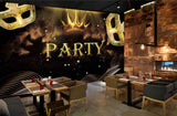 Avikalp MWZ3491 Golden Party Designs Leaves Crown HD Wallpaper for Disco Club Karaoke