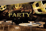 Avikalp MWZ3491 Golden Party Designs Leaves Crown HD Wallpaper for Disco Club Karaoke