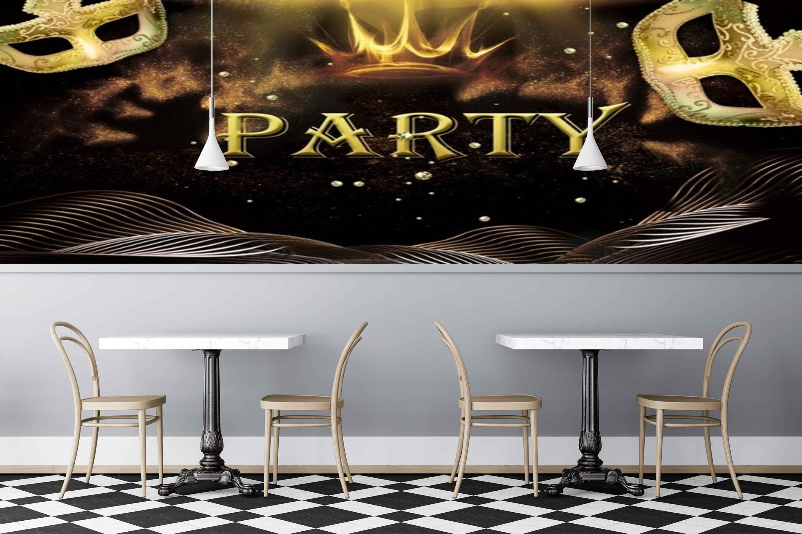 Avikalp MWZ3491 Golden Party Designs Leaves Crown HD Wallpaper for Disco Club Karaoke