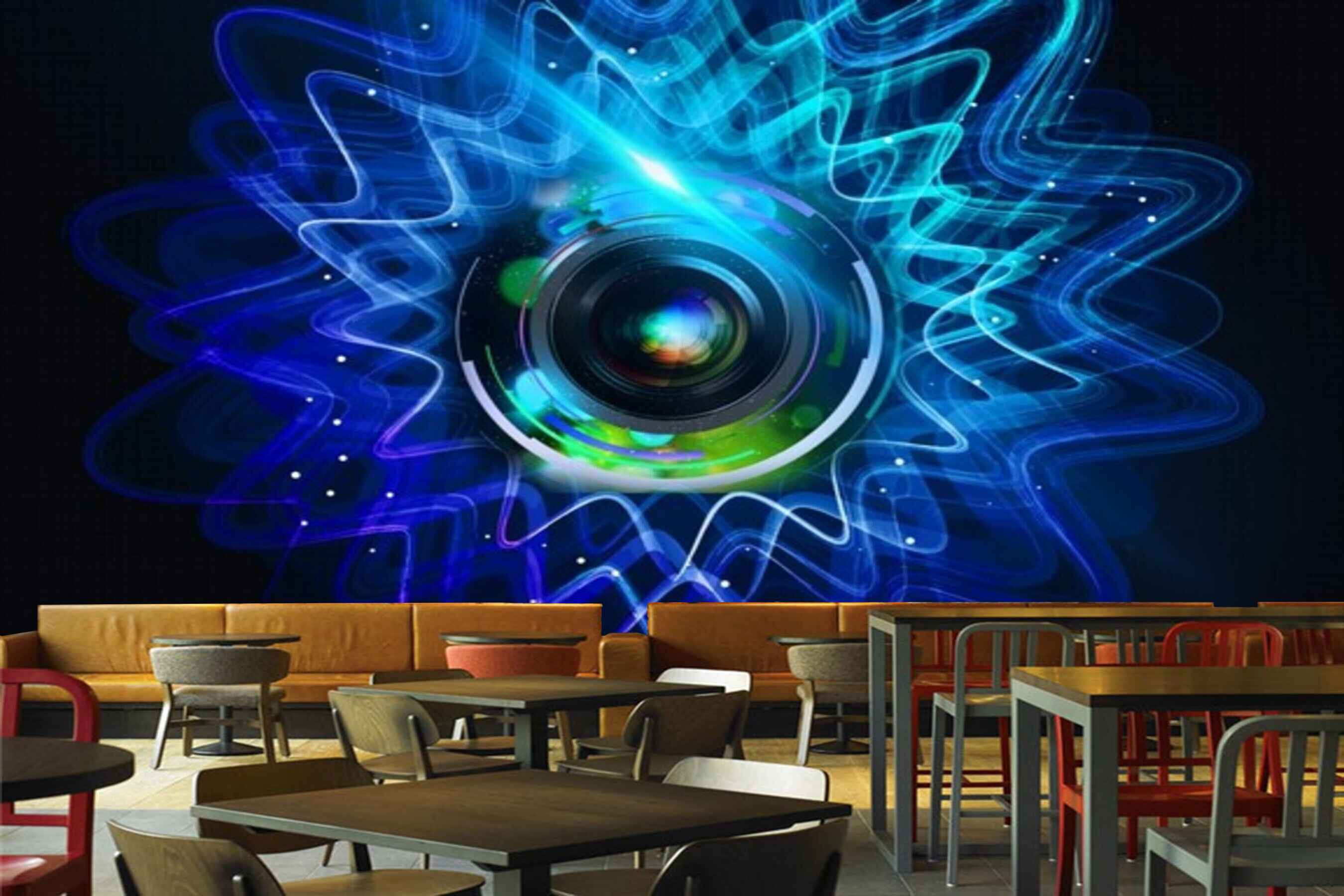 Avikalp MWZ3505 Blue Green Eye Flower HD Wallpaper for Disco Club Karaoke