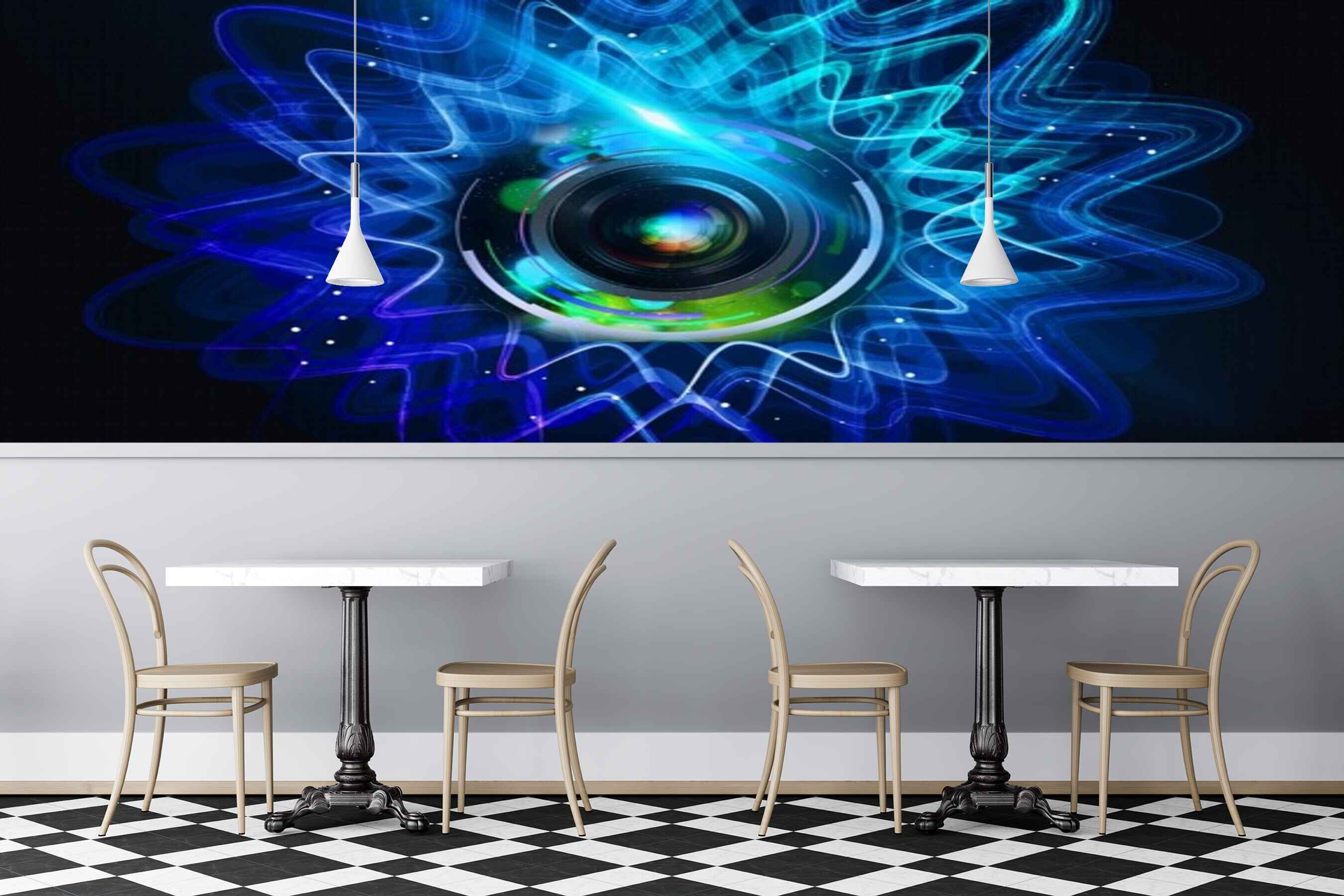 Avikalp MWZ3505 Blue Green Eye Flower HD Wallpaper for Disco Club Karaoke