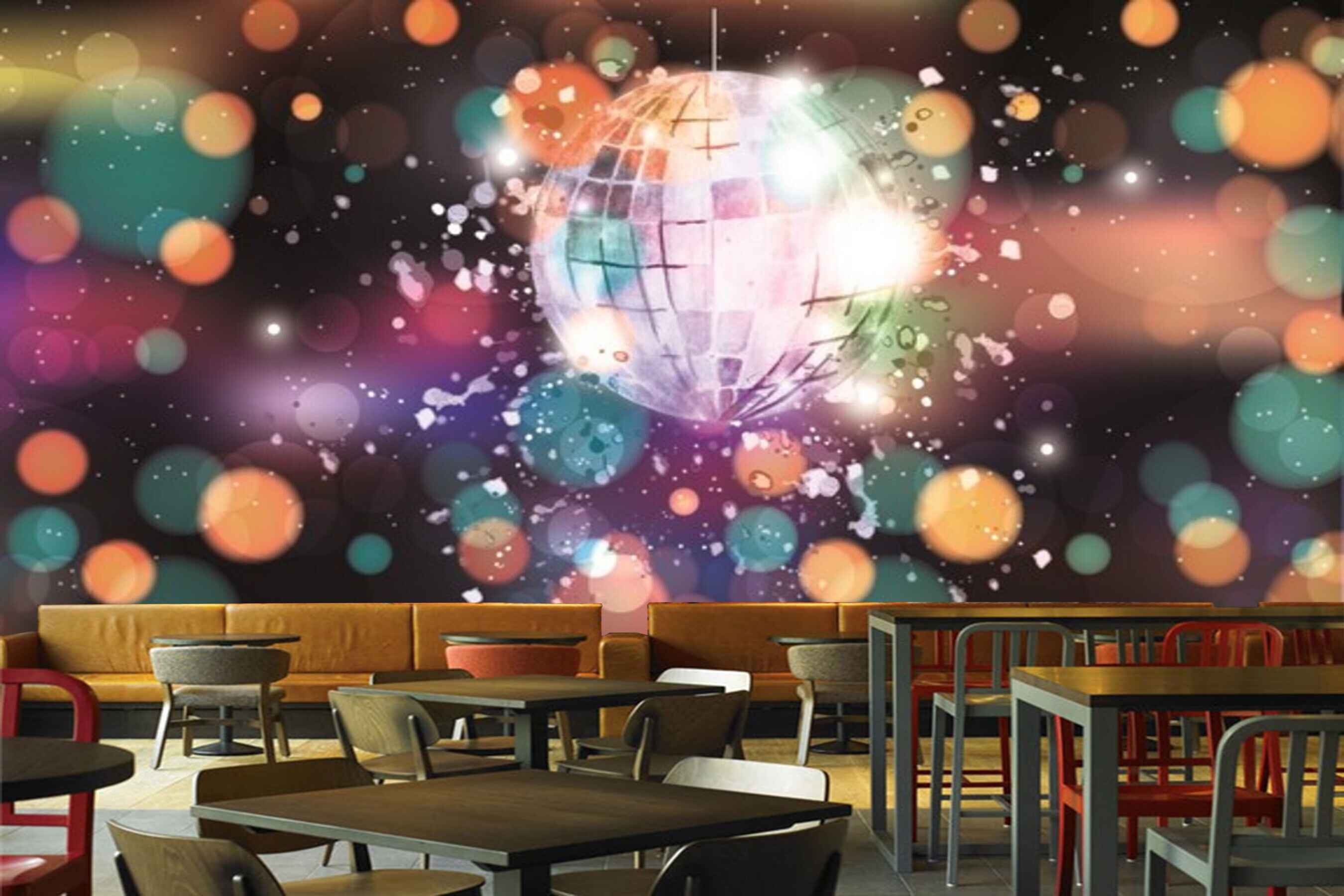 Avikalp MWZ3523 Pink Orange Green Bubbles HD Wallpaper for Disco Club Karaoke