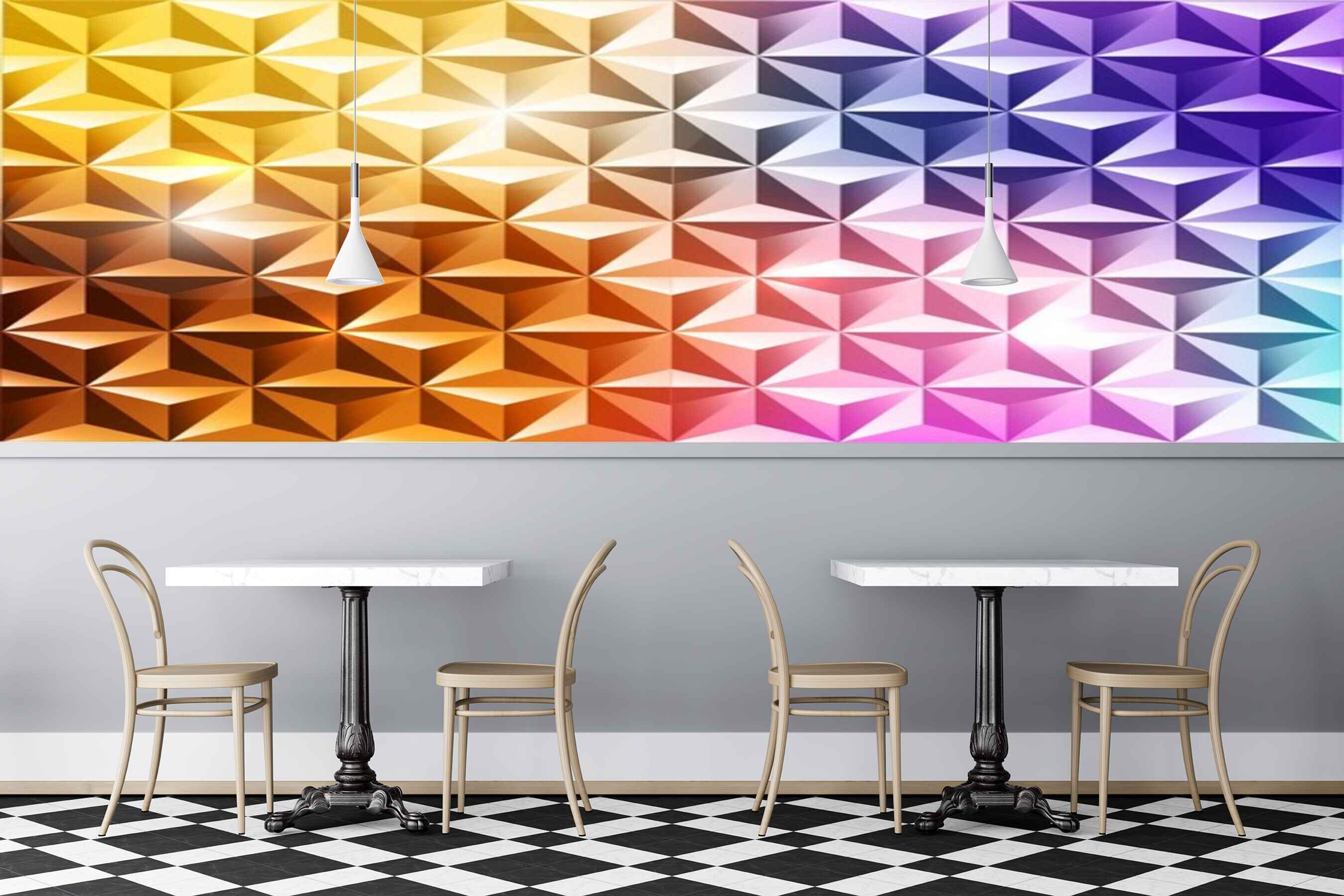 Avikalp MWZ3531 Orange Yellow Pink Purple Flower Blocks HD Wallpaper for Disco Club Karaoke